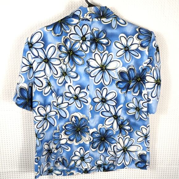 Sag Harbor 12P Blue Floral Linen Rayon Button Shirt Top Women Vintage Y2K - Picture 3 of 3